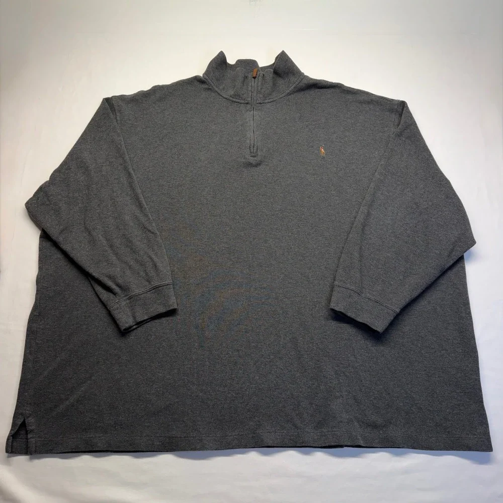 Polo Ralph Lauren Quarter Zip Estate Rib 6XB Gray Mens Pullover Big Tall Cotton